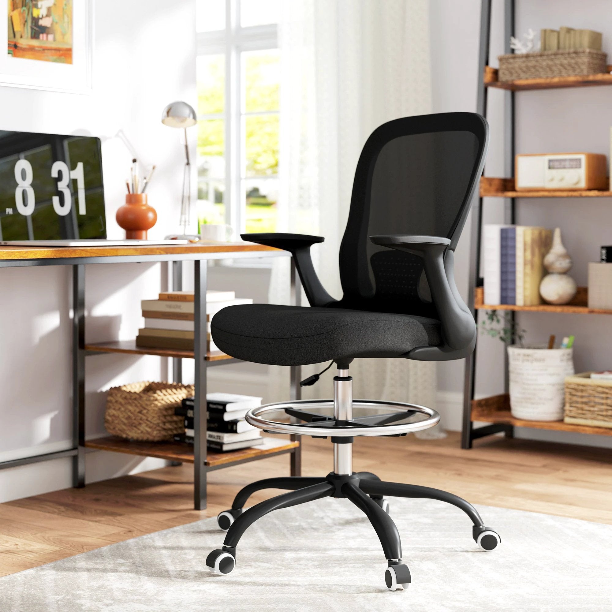 HOMCOM Drafting Chair Adjustable Height Breathable For Office by HOMCOM