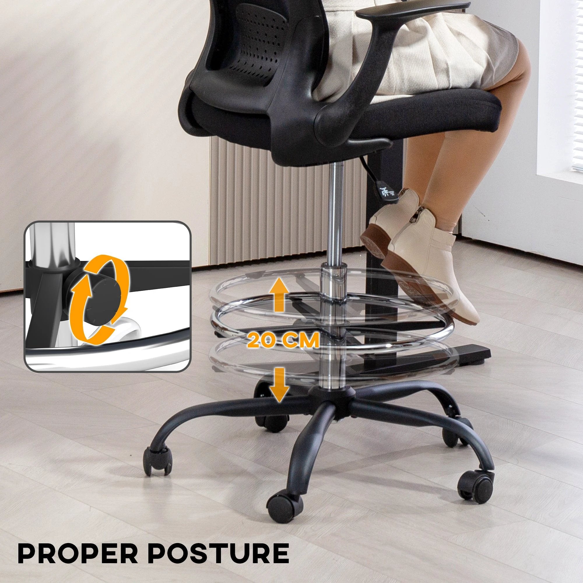 HOMCOM Drafting Chair Adjustable Height Breathable For Office by HOMCOM