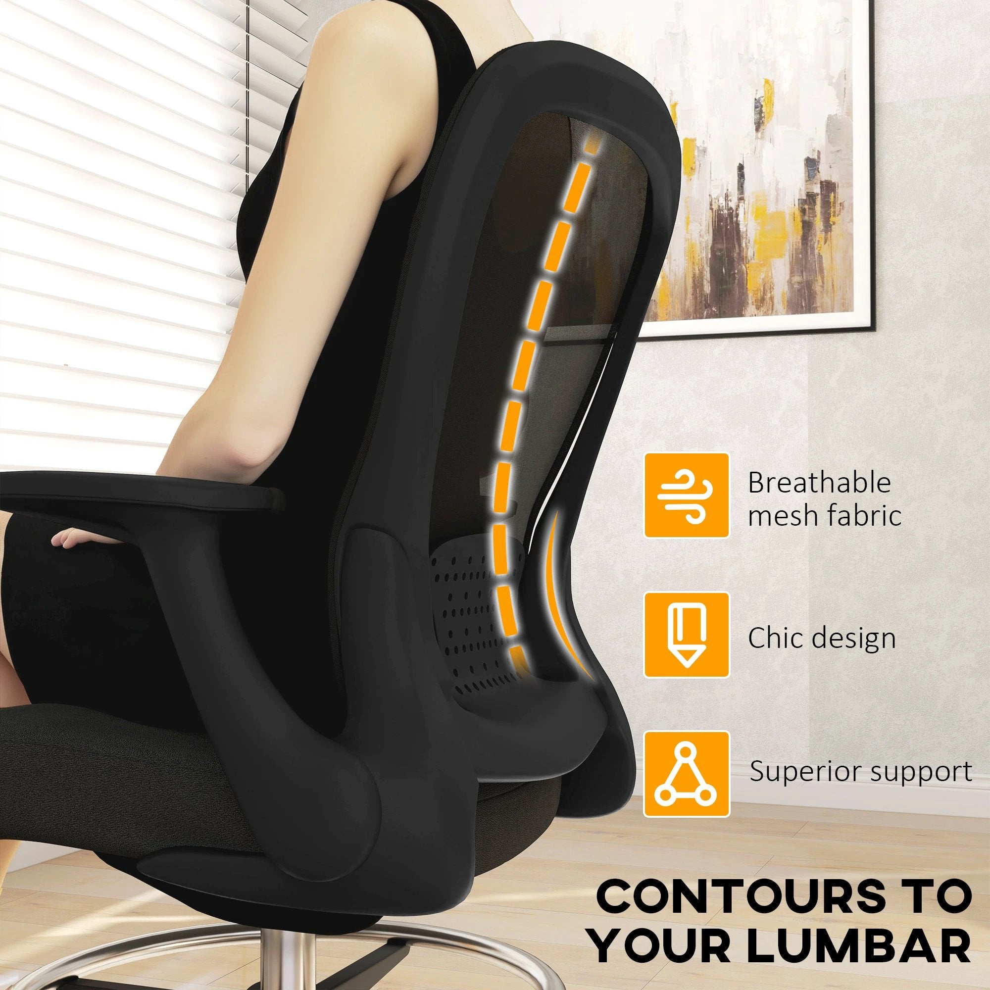 HOMCOM Drafting Chair Adjustable Height Breathable For Office by HOMCOM