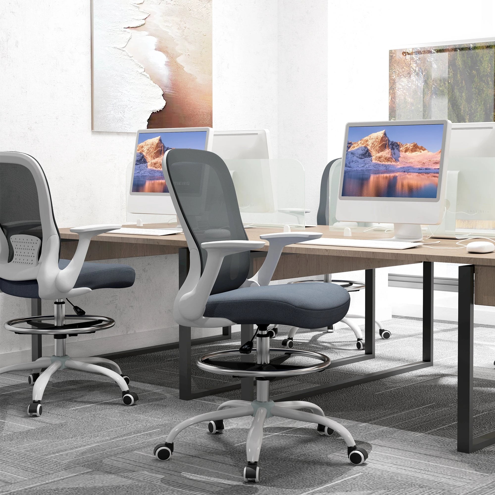 HOMCOM Drafting Chair Adjustable Height Breathable For Office by HOMCOM