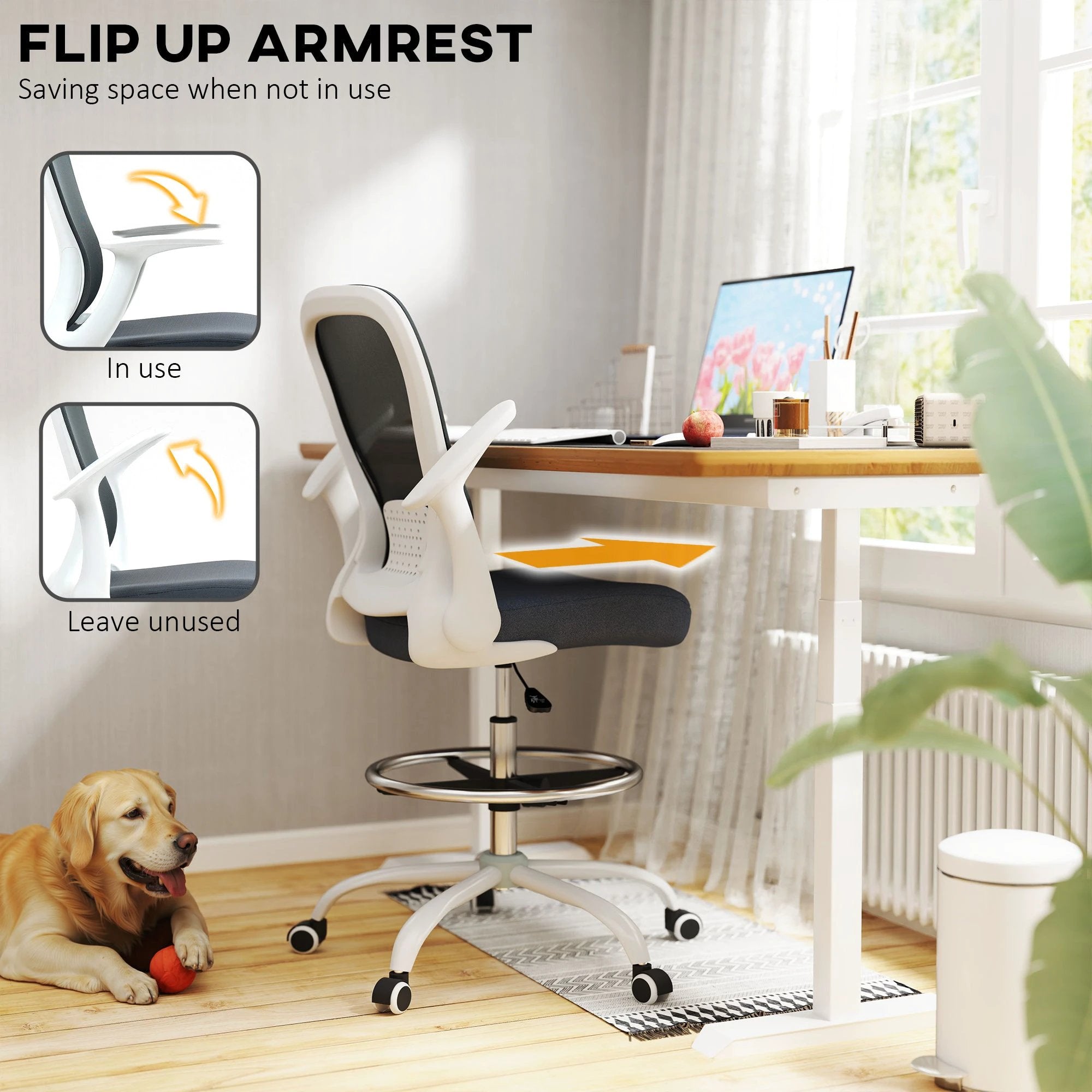 HOMCOM Drafting Chair Adjustable Height Breathable For Office by HOMCOM