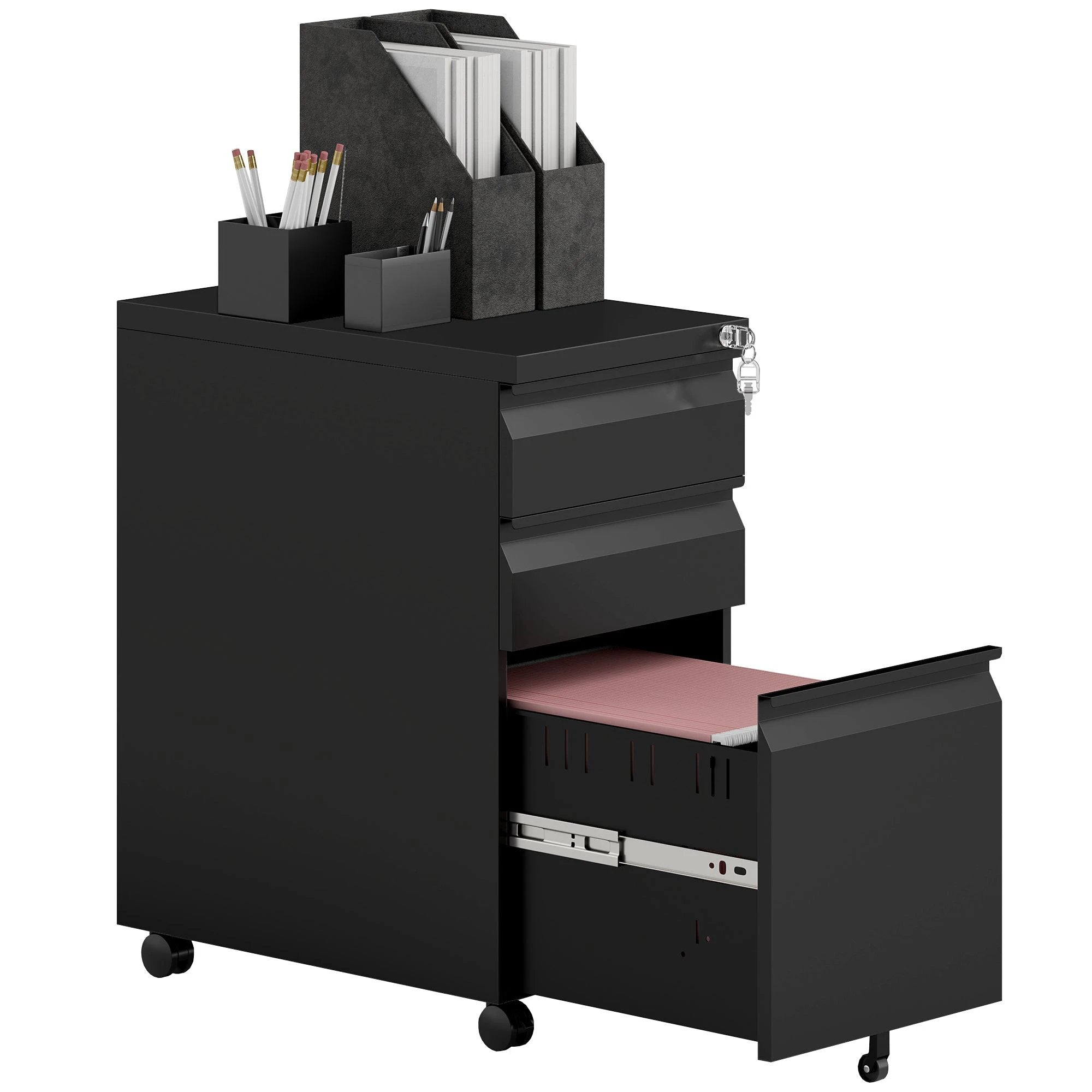 Vinsetto Vinsetto File Cabinet 3 Drawer Locking Office - Office Storage