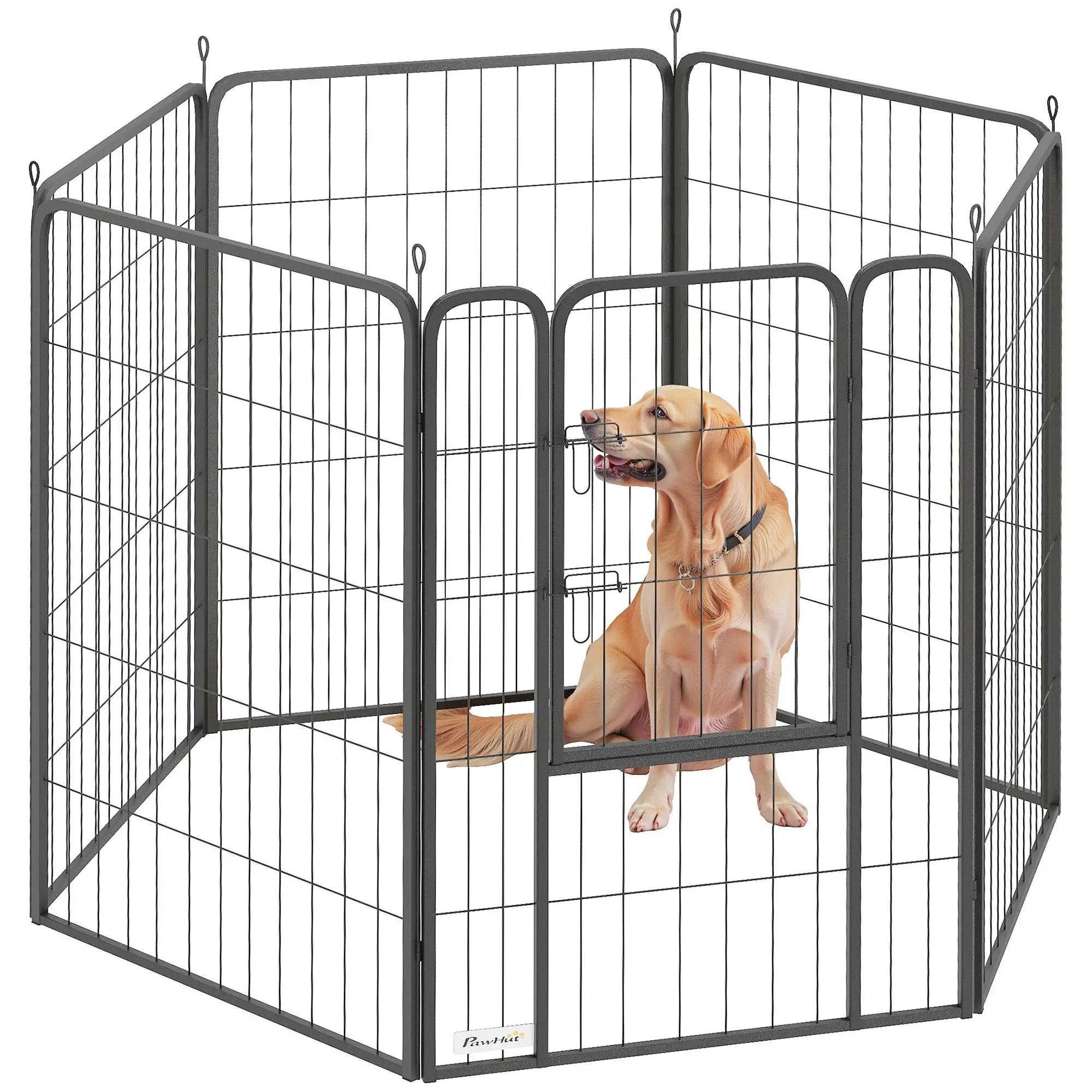 PawHut Foldable Steel Pet Enclosure - Secure Space for Pets - Versatile Design - Pet Playpen