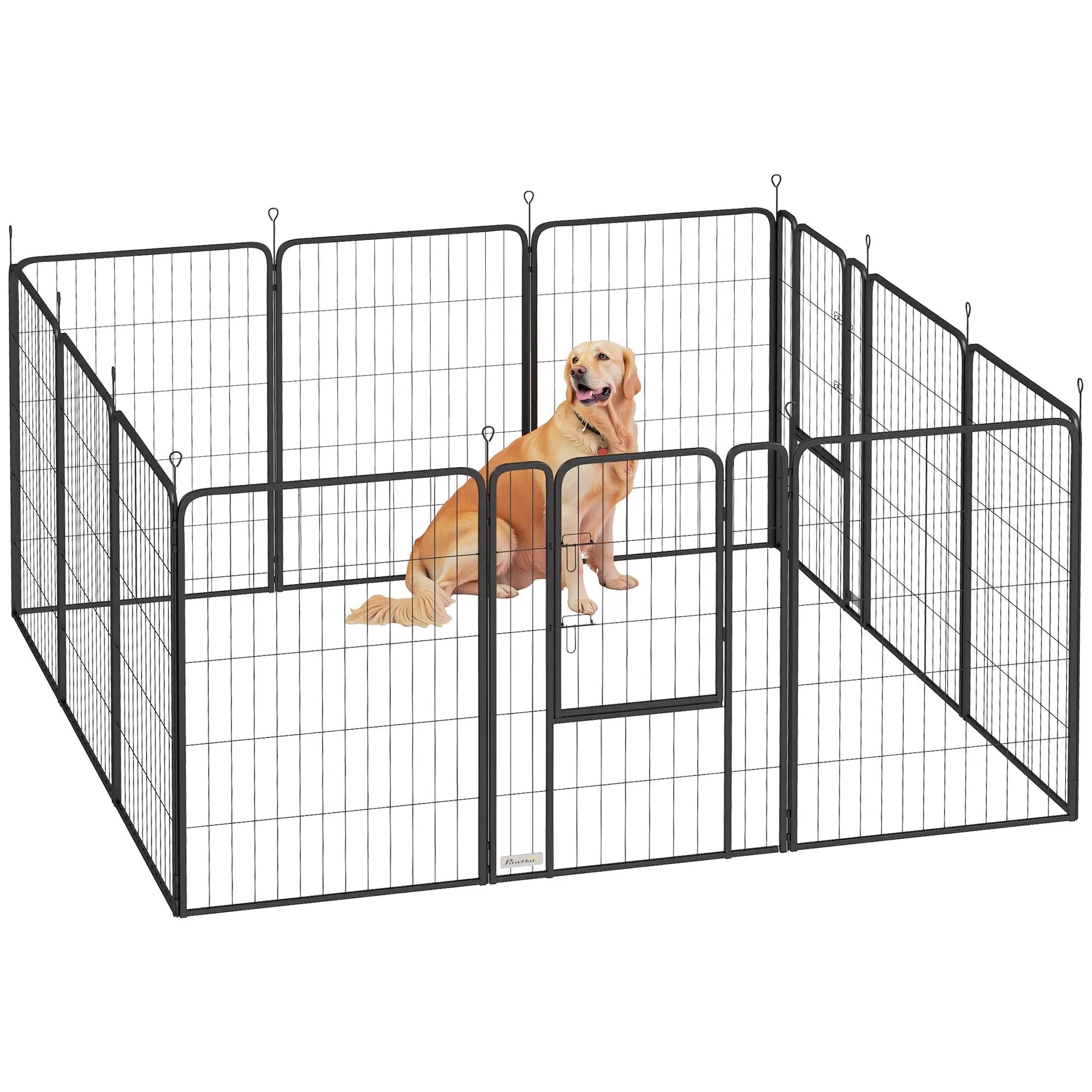 PawHut Foldable Steel Pet Enclosure - Secure Space for Pets - Versatile Design - Pet Playpen