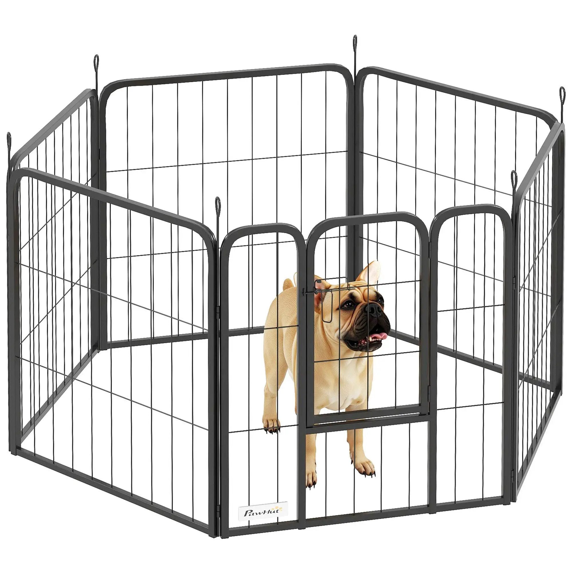 PawHut Foldable Steel Pet Enclosure - Secure Space for Pets - Versatile Design - Pet Playpen