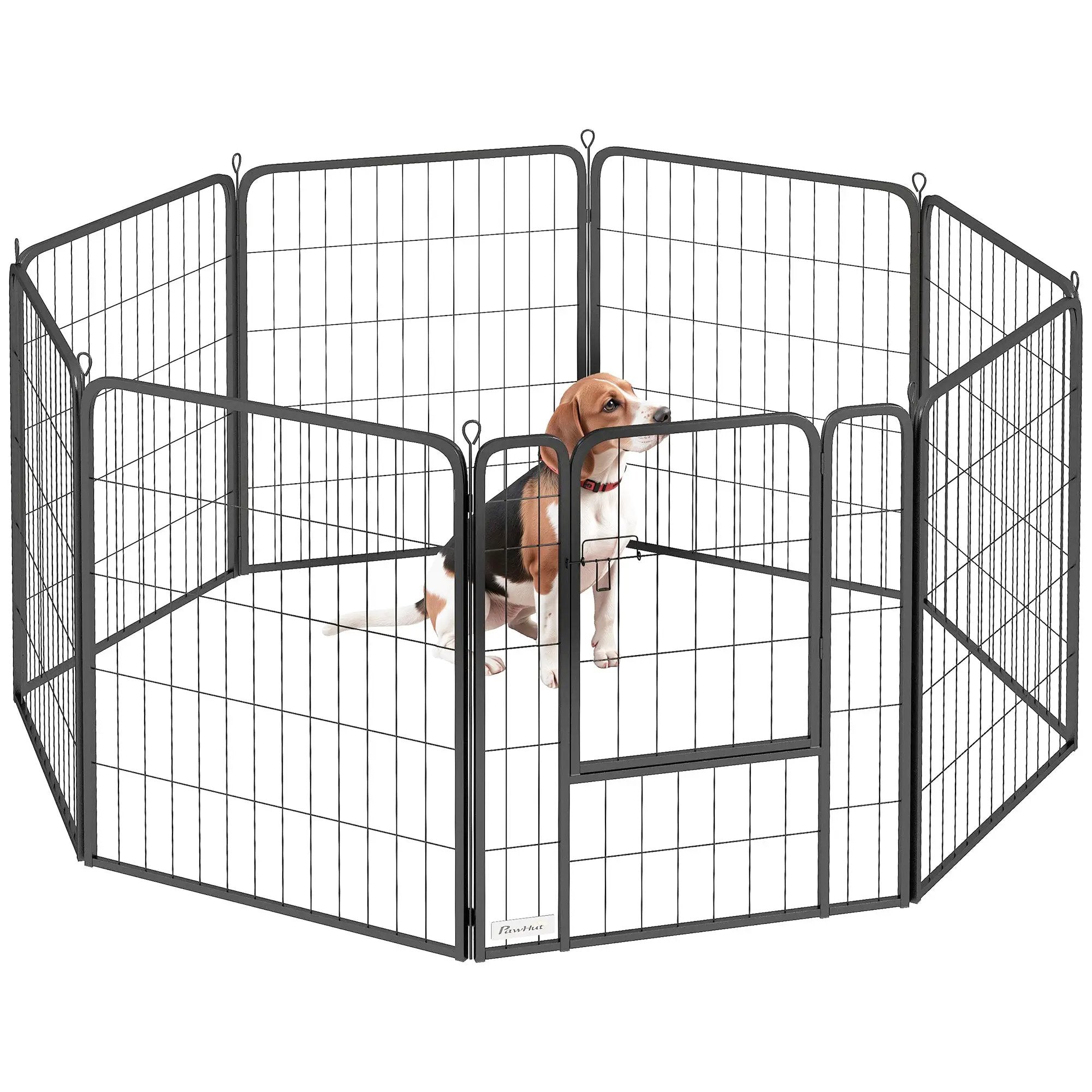 PawHut Foldable Steel Pet Enclosure - Secure Space for Pets - Versatile Design - Pet Playpen