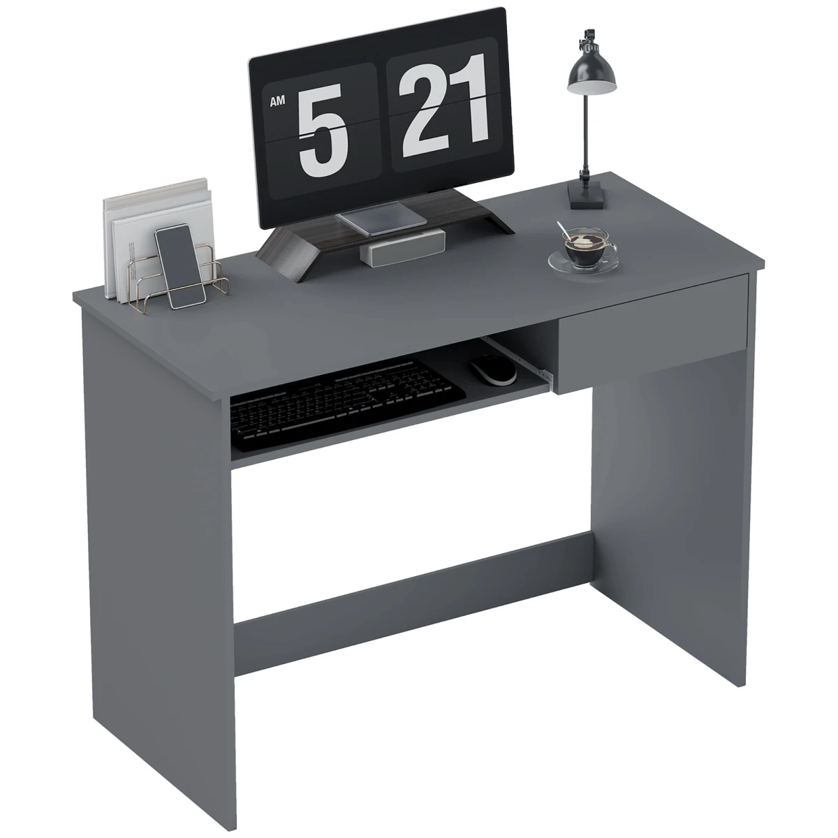 HOMCOM Compact Computer Desk With Keyboard Tray And Drawer For Small Spaces Home Office by HOMCOM