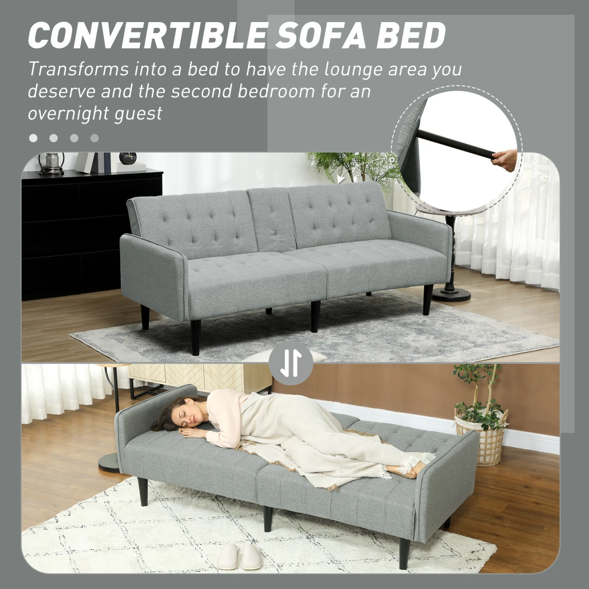 HOMCOM Sofa Bed 3 Seater With Storage Home Theater by HOMCOM