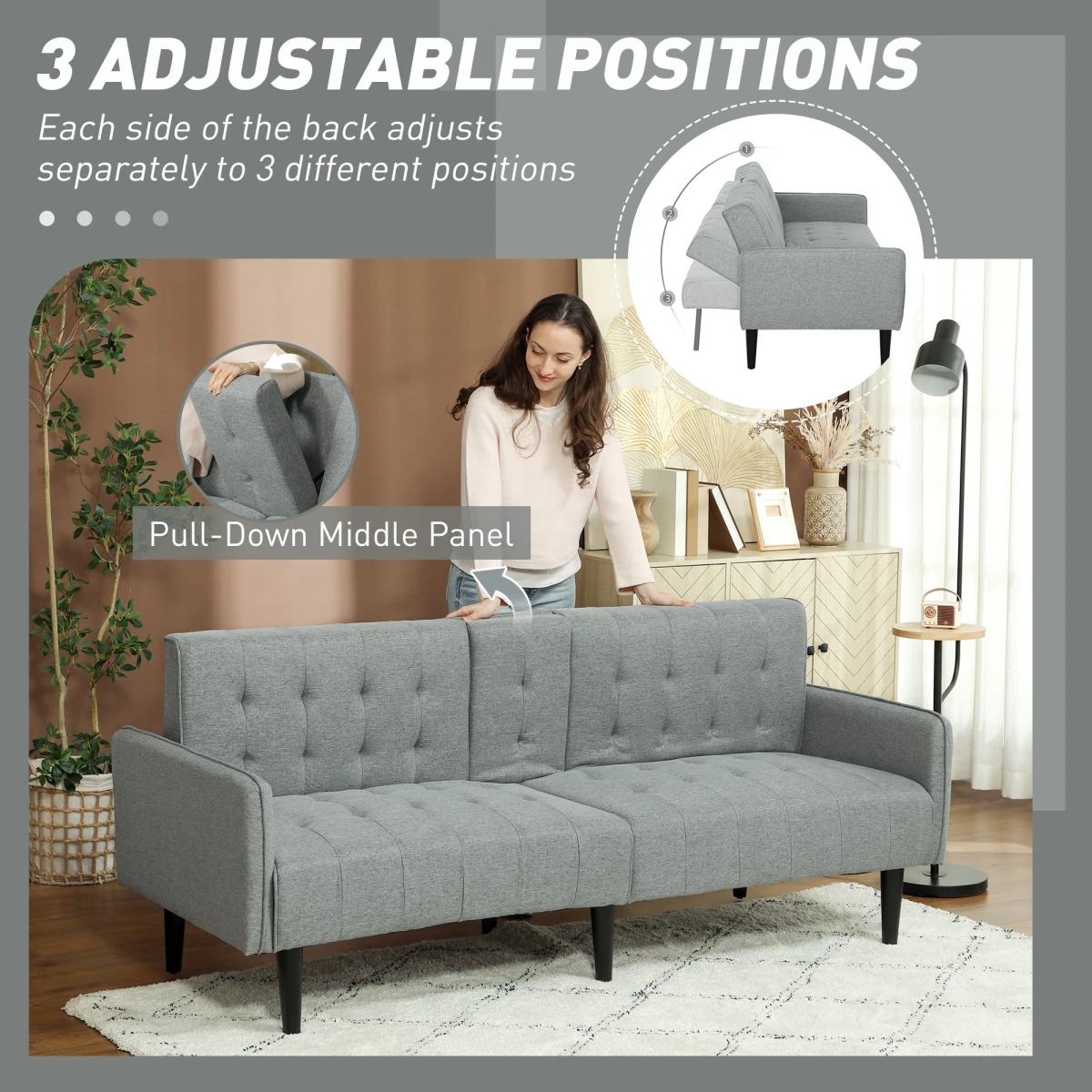 HOMCOM Sofa Bed 3 Seater With Storage Home Theater by HOMCOM
