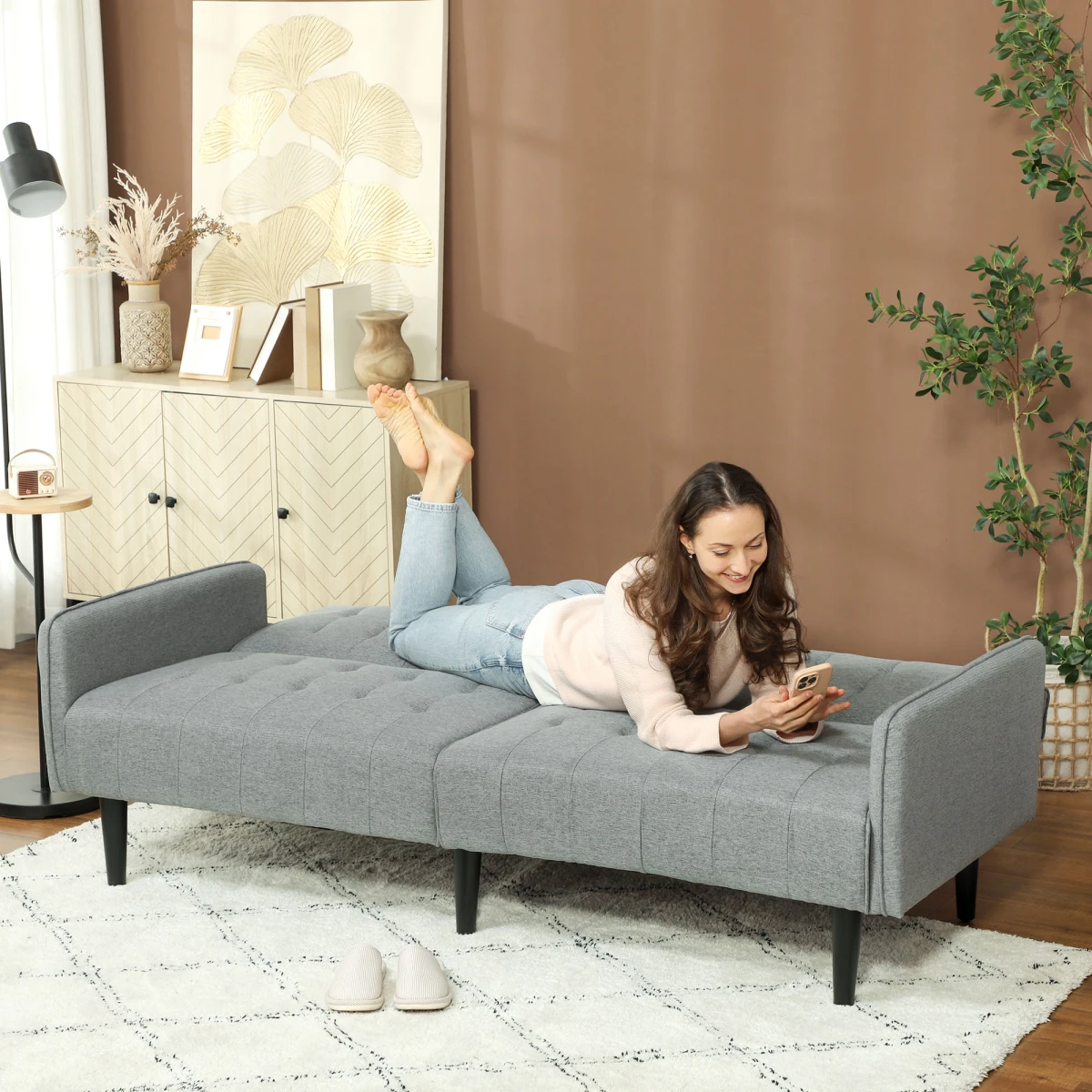 HOMCOM Sofa Bed 3 Seater With Storage Home Theater by HOMCOM