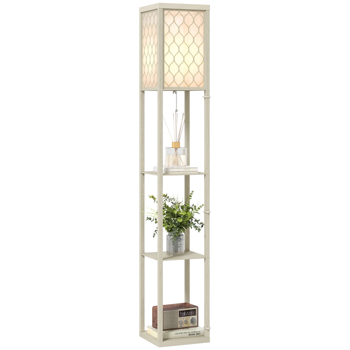 HOMCOM Modern Floor Lamp with Three Shelves for Space Savers by HOMCOM