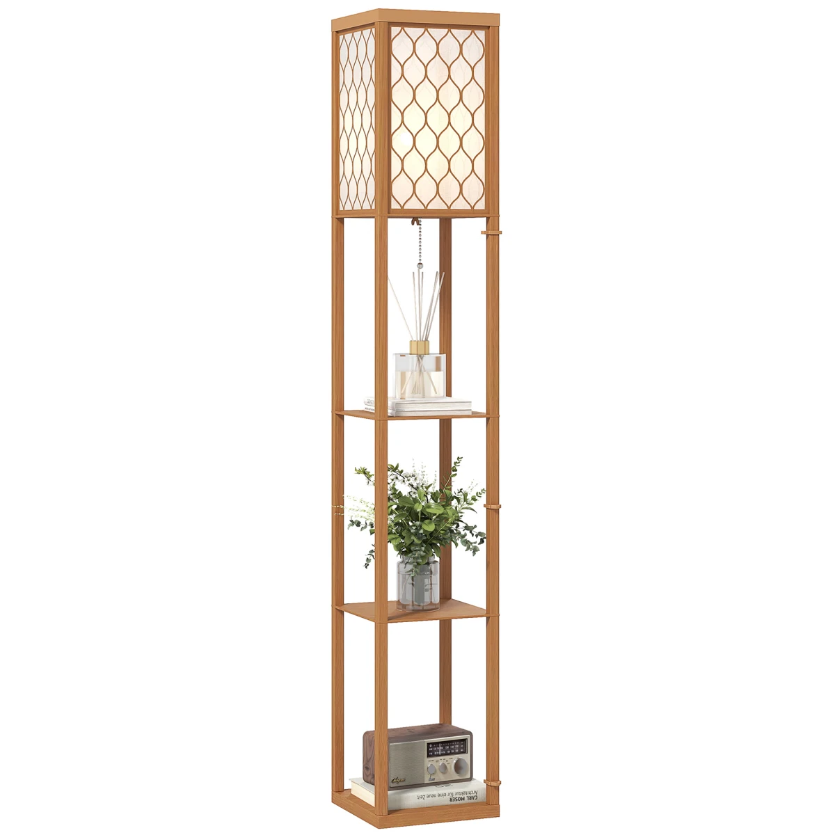 HOMCOM Modern Floor Lamp with Three Shelves for Space Savers by HOMCOM