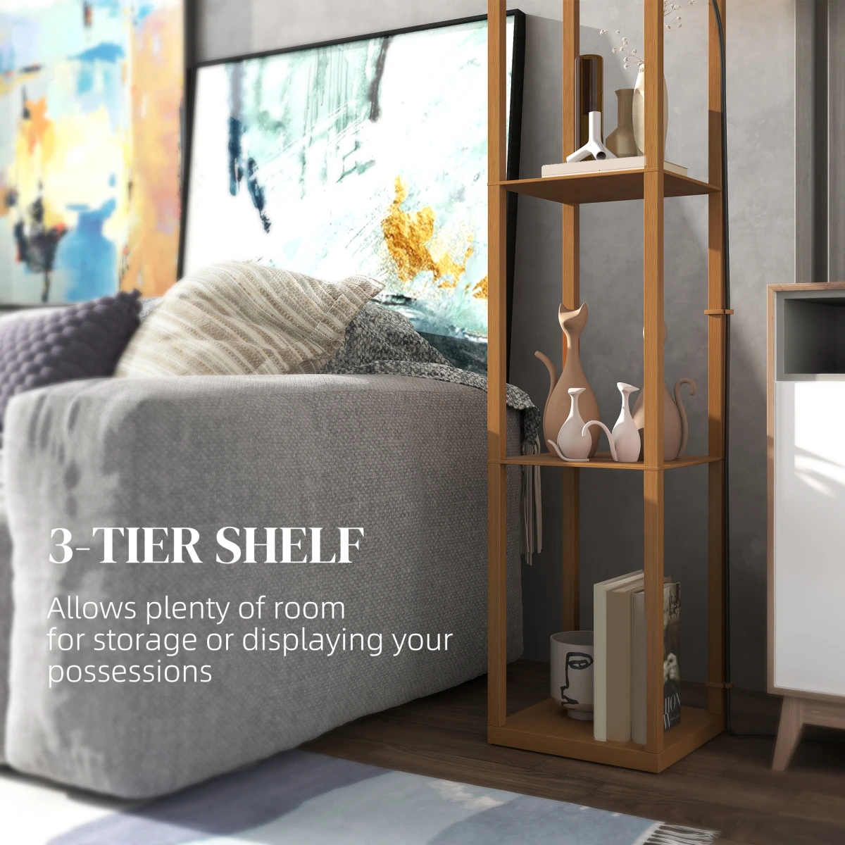HOMCOM HOMCOM Modern Floor Lamp with Three Shelves for Space Savers - Lamp