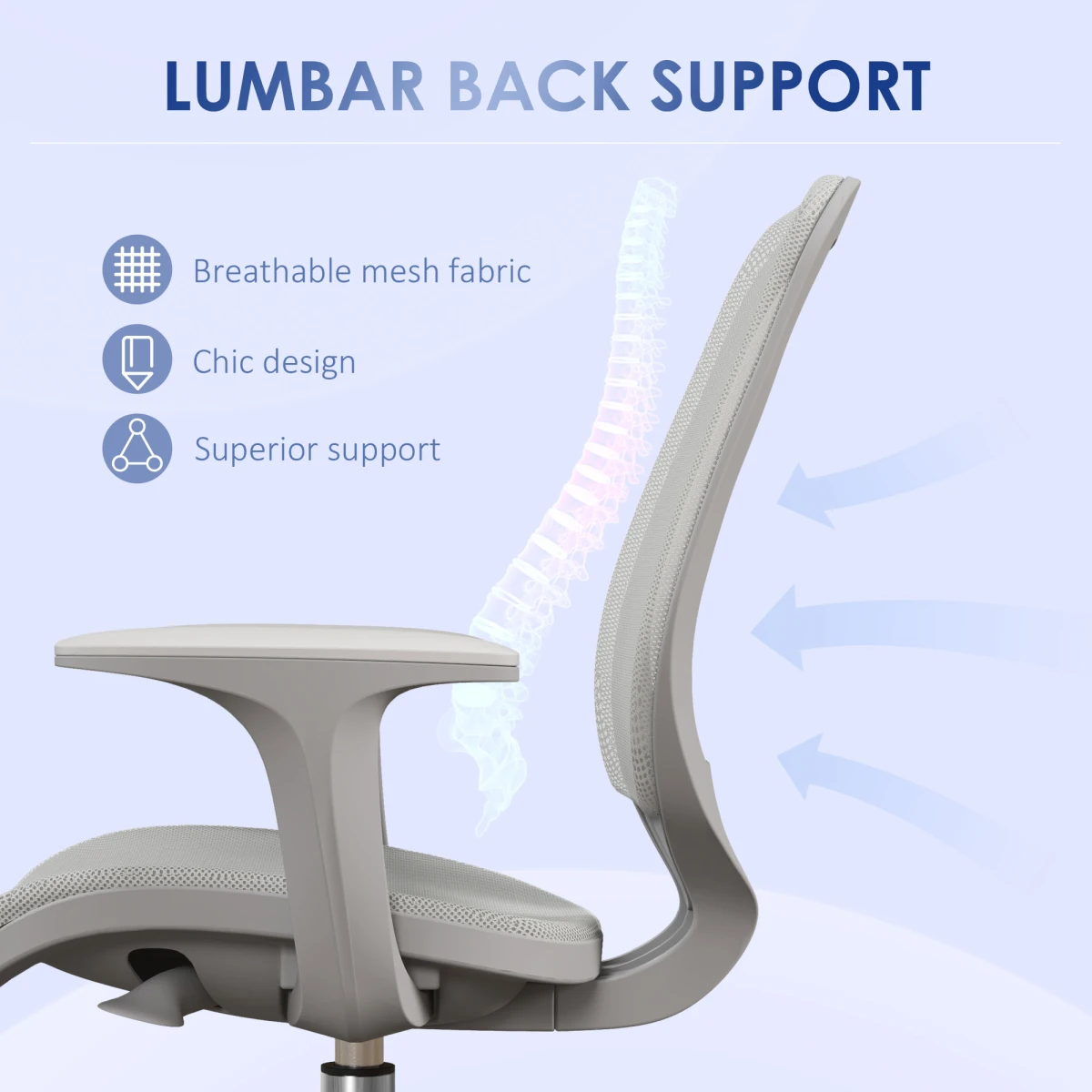 Vinsetto Vinsetto Office Chair Mesh Ergonomic 360 Swivel for Work - Office Chair