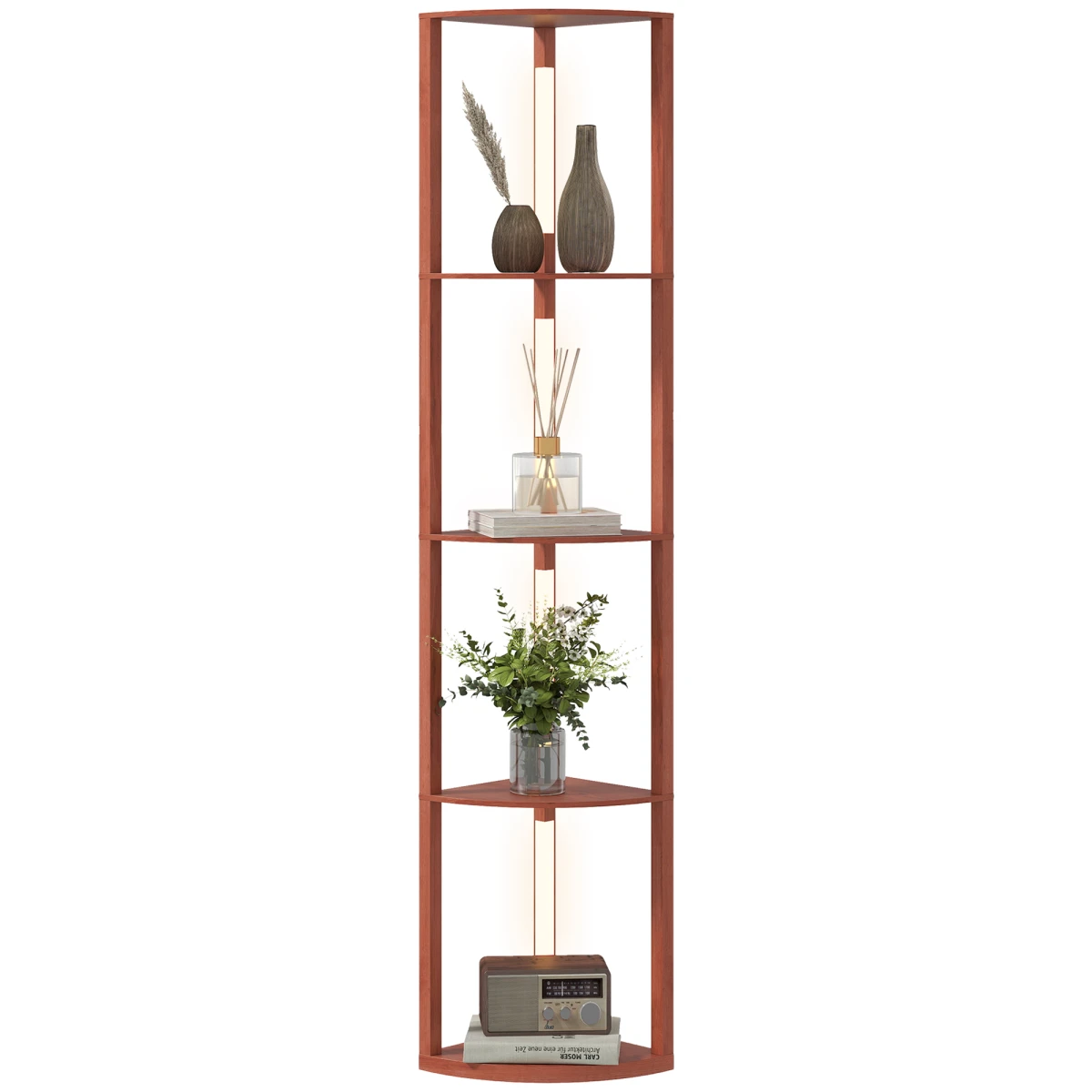 HOMCOM Corner Floor Lamp with Three Shelves and Dimmable Light by HOMCOM