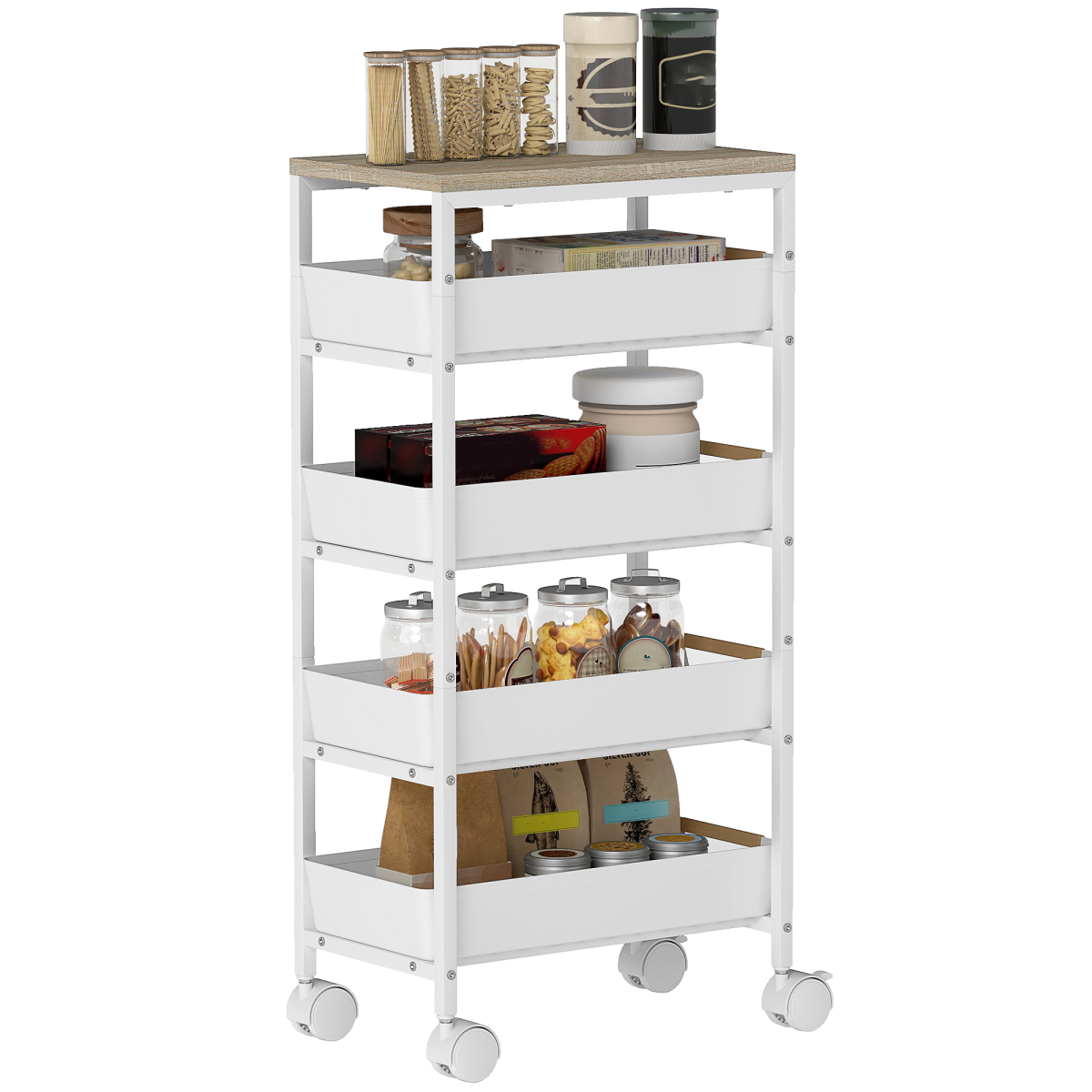 HOMCOM Kitchen Storage Trolley Mobile Utility Cart for Kitchen Office - from HOMCOM