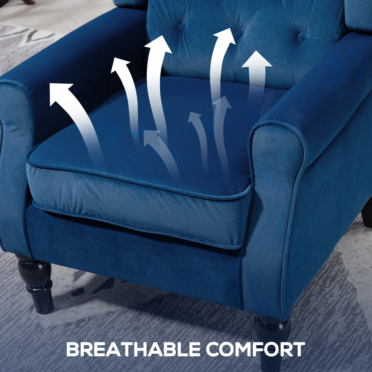 HOMCOM Wingback Accent Chair Tufted Retro Upholstery by HOMCOM