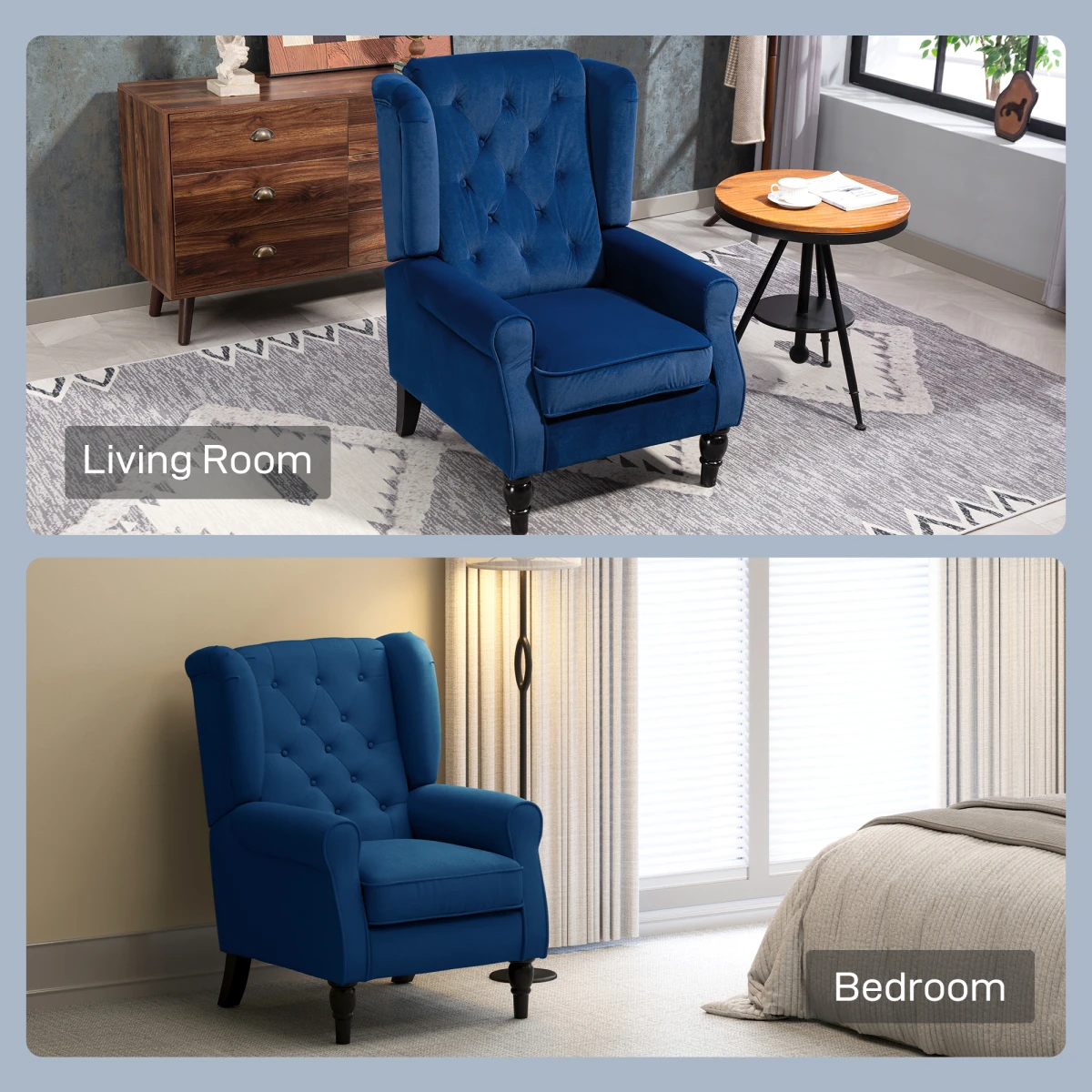 HOMCOM Wingback Accent Chair Tufted Retro Upholstery by HOMCOM