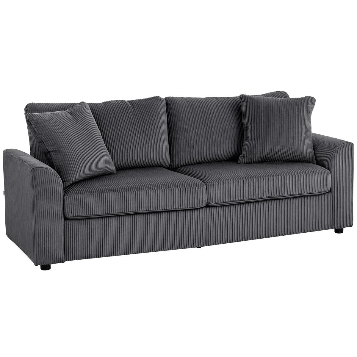 HOMCOM 212cm Sofa JumboCord SpringCushion Living Room by HOMCOM