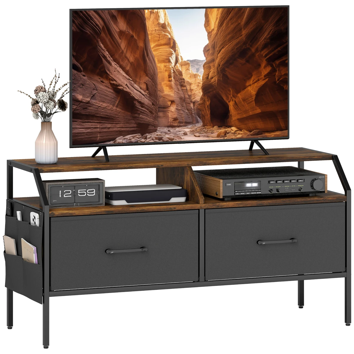 HOMCOM TV Stand 55Inch Two Foldable Drawers Living Room by HOMCOM