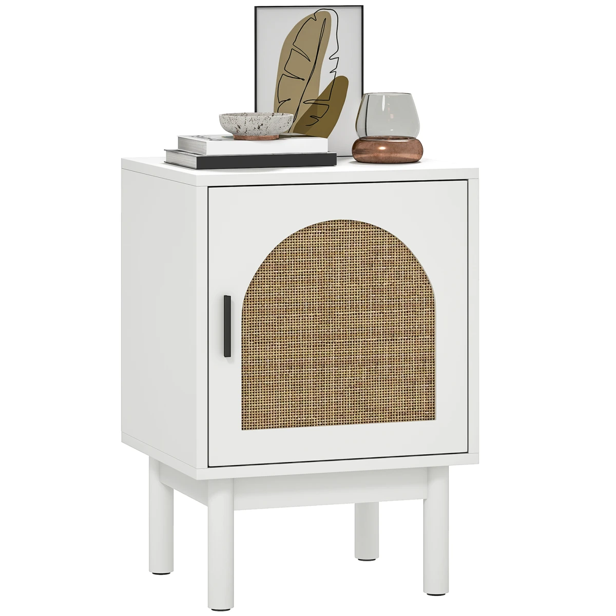 HOMCOM HOMCOM Bedside Table 18x14x28in Rattan Arch Door - Bedside Table
