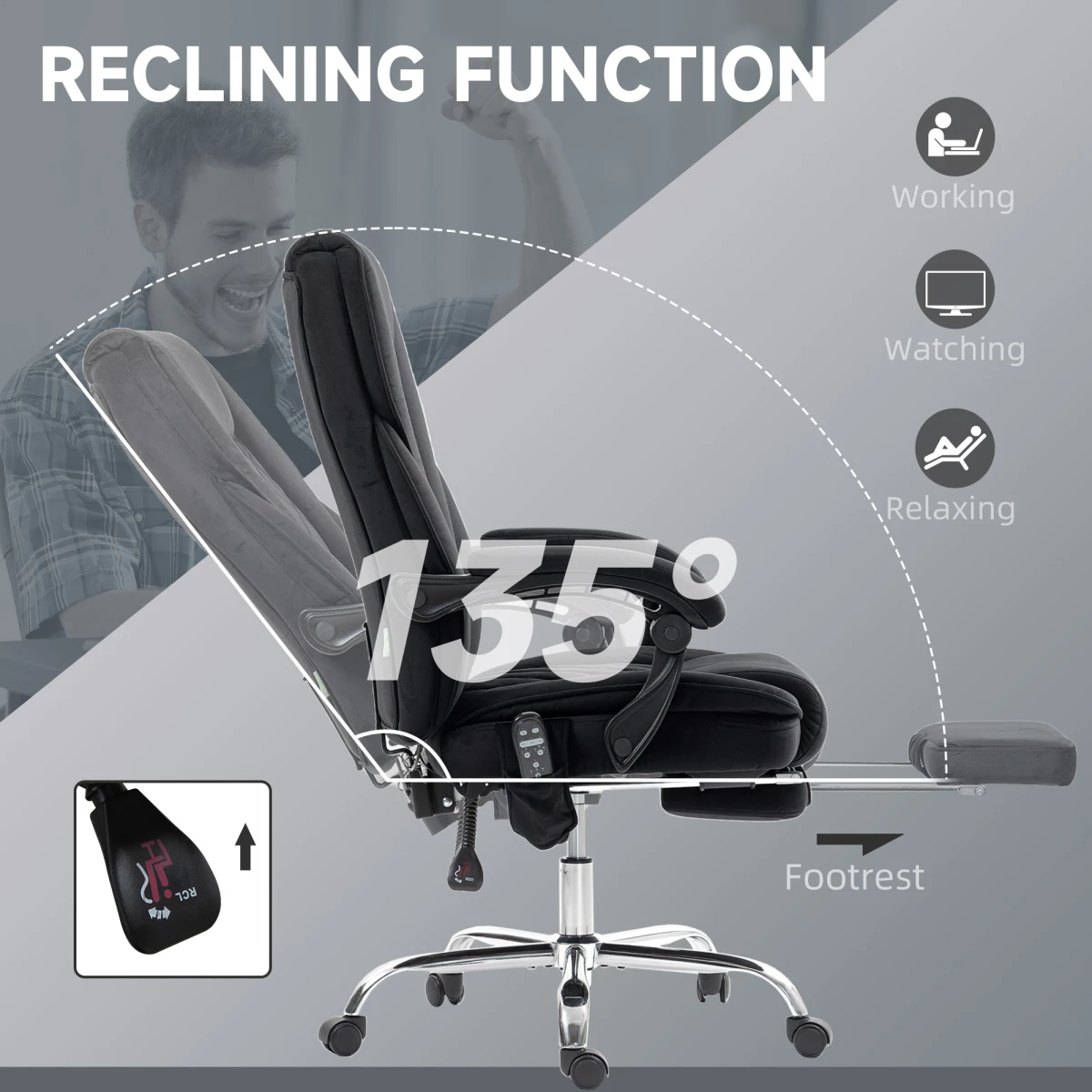Vinsetto Massage Office Chair Six Point Massage For Desk by Vinsetto