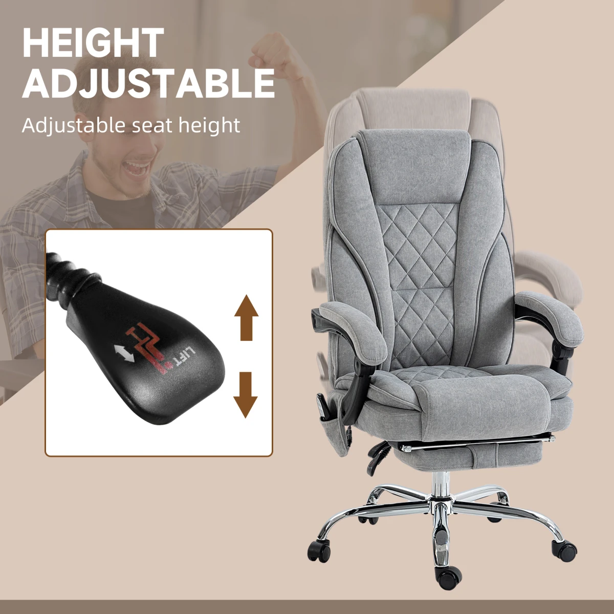 Vinsetto Vinsetto Massage Office Chair Six Point Massage For Desk - Office Chair