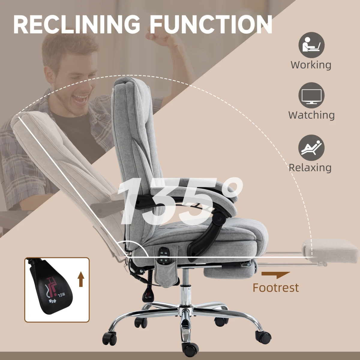 Vinsetto Vinsetto Massage Office Chair Six Point Massage For Desk - Office Chair