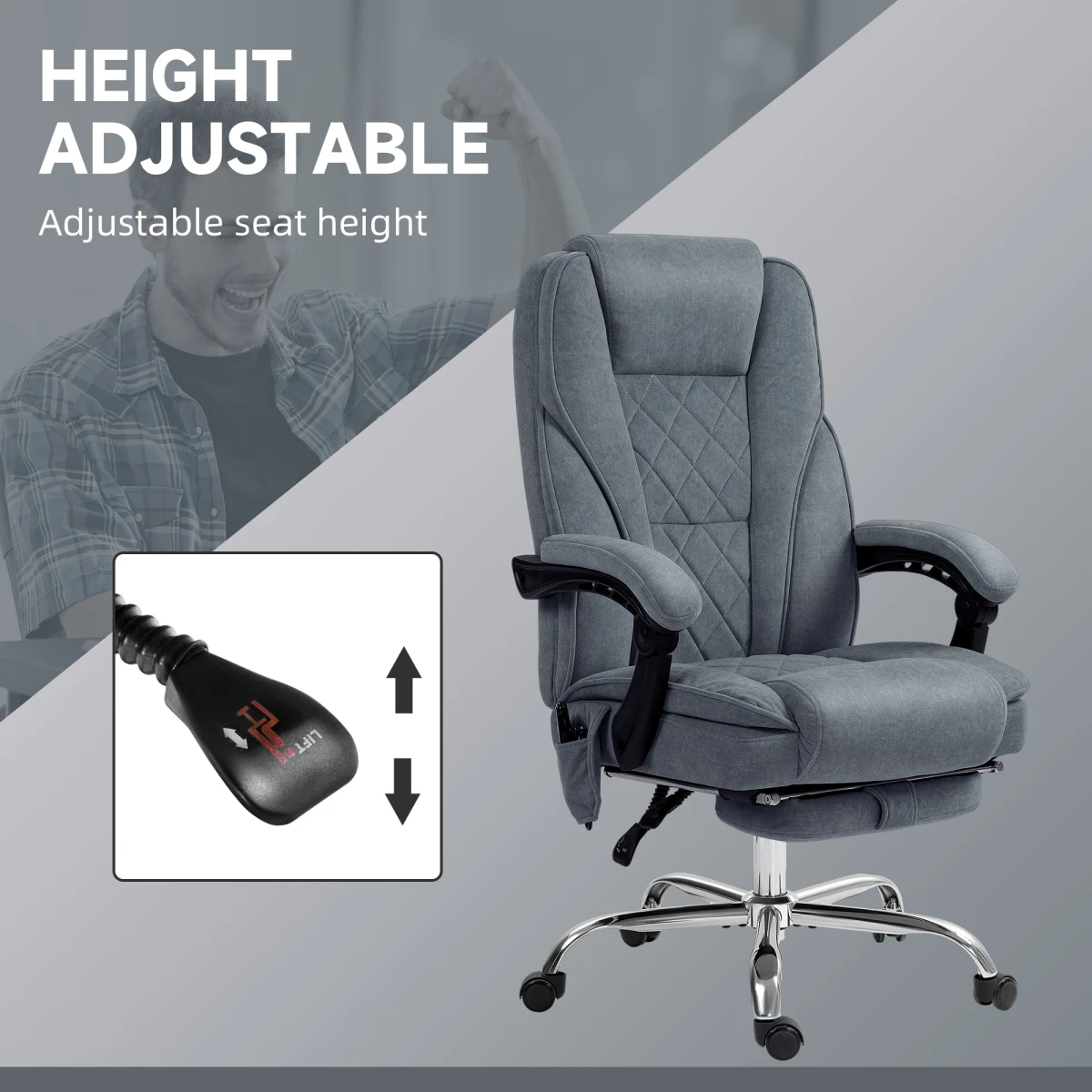 Vinsetto Vinsetto Massage Office Chair Six Point Massage For Desk - Office Chair