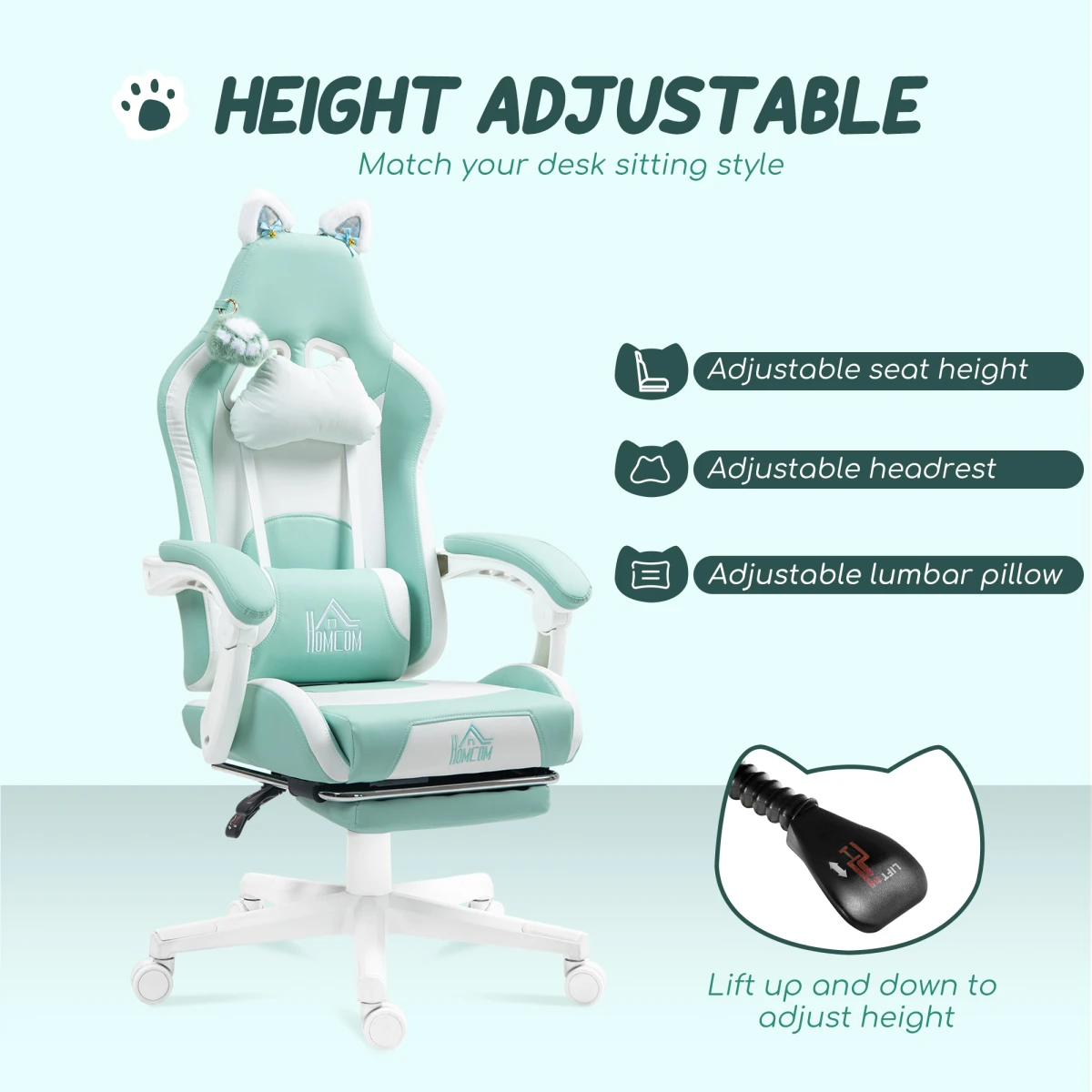 HOMCOM HOMCOM Gaming Chair 44 52cm Seat Reclining Footrest Gamers - Office Chair