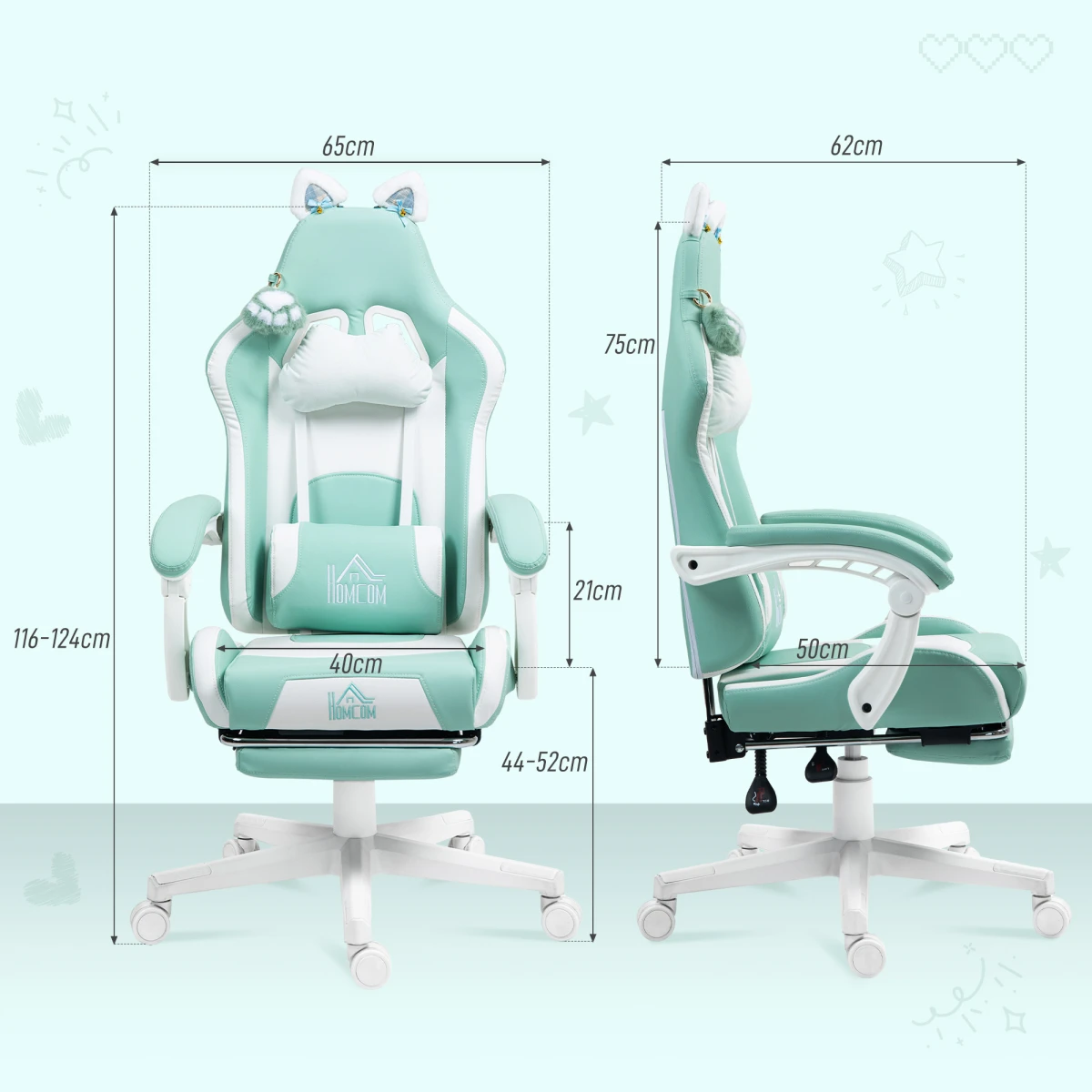 HOMCOM HOMCOM Gaming Chair 44 52cm Seat Reclining Footrest Gamers - Office Chair