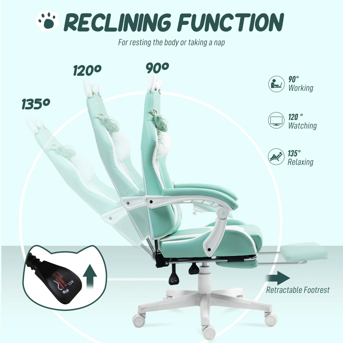 HOMCOM HOMCOM Gaming Chair 44 52cm Seat Reclining Footrest Gamers - Office Chair