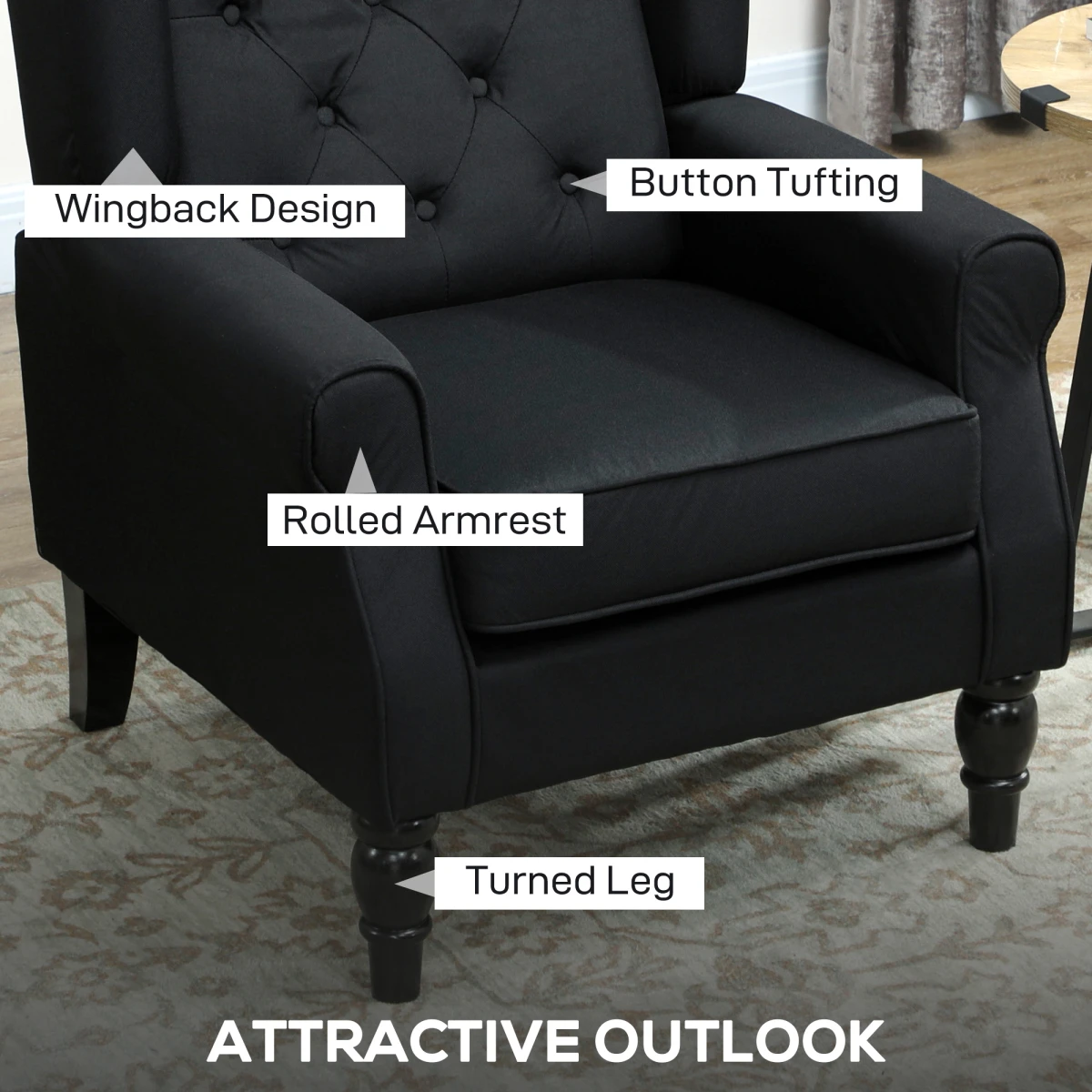 HOMCOM HOMCOM Wingback Accent Chair Tufted Retro Upholstery - Accent Chair