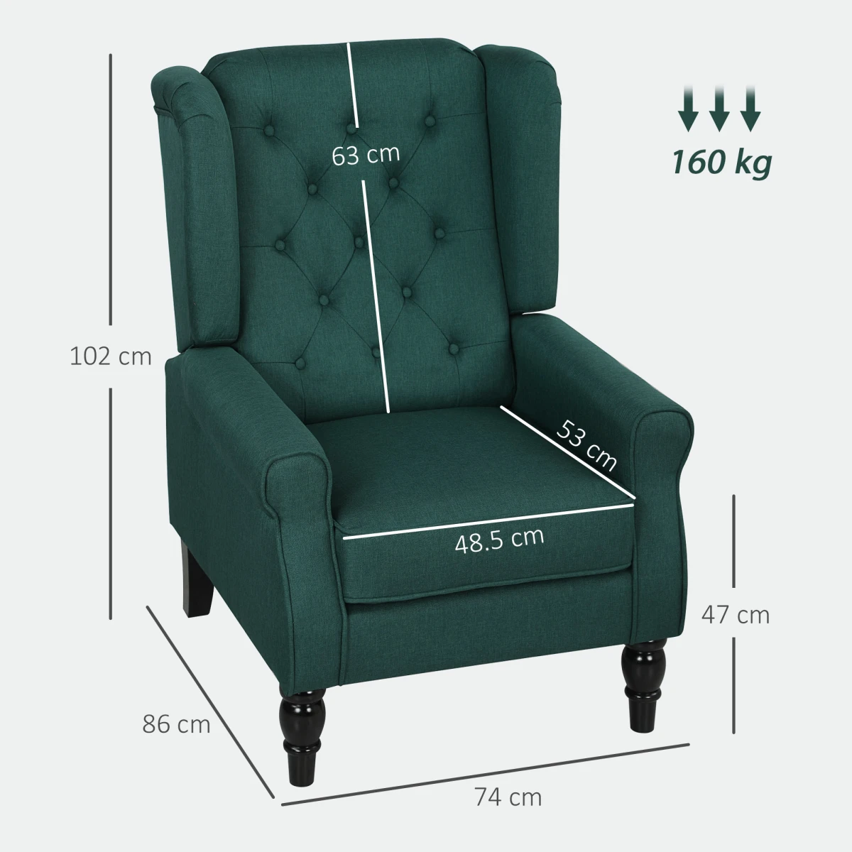 HOMCOM HOMCOM Wingback Accent Chair Tufted Retro Upholstery - Accent Chair