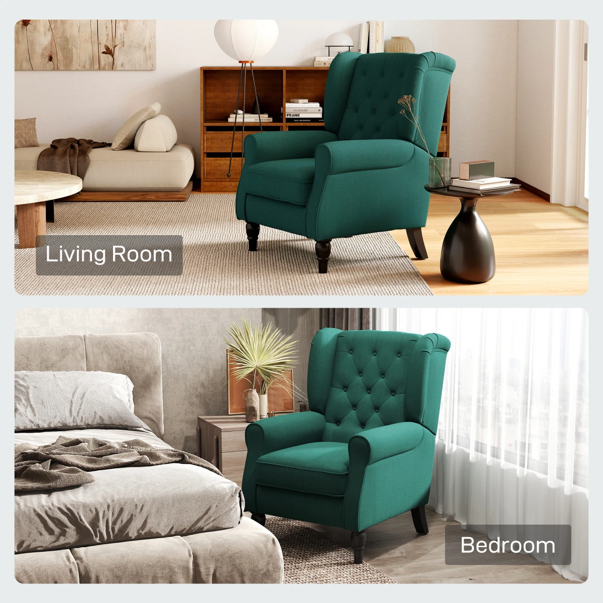 HOMCOM HOMCOM Wingback Accent Chair Tufted Retro Upholstery - Accent Chair