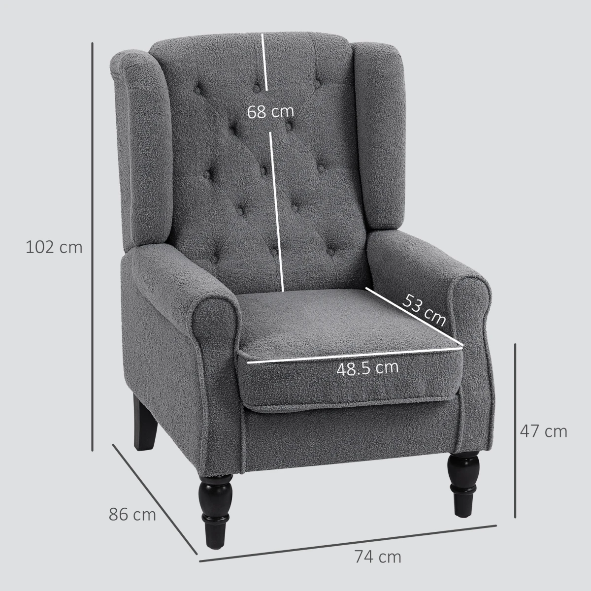 HOMCOM Wingback Accent Chair Tufted Retro Upholstery by HOMCOM