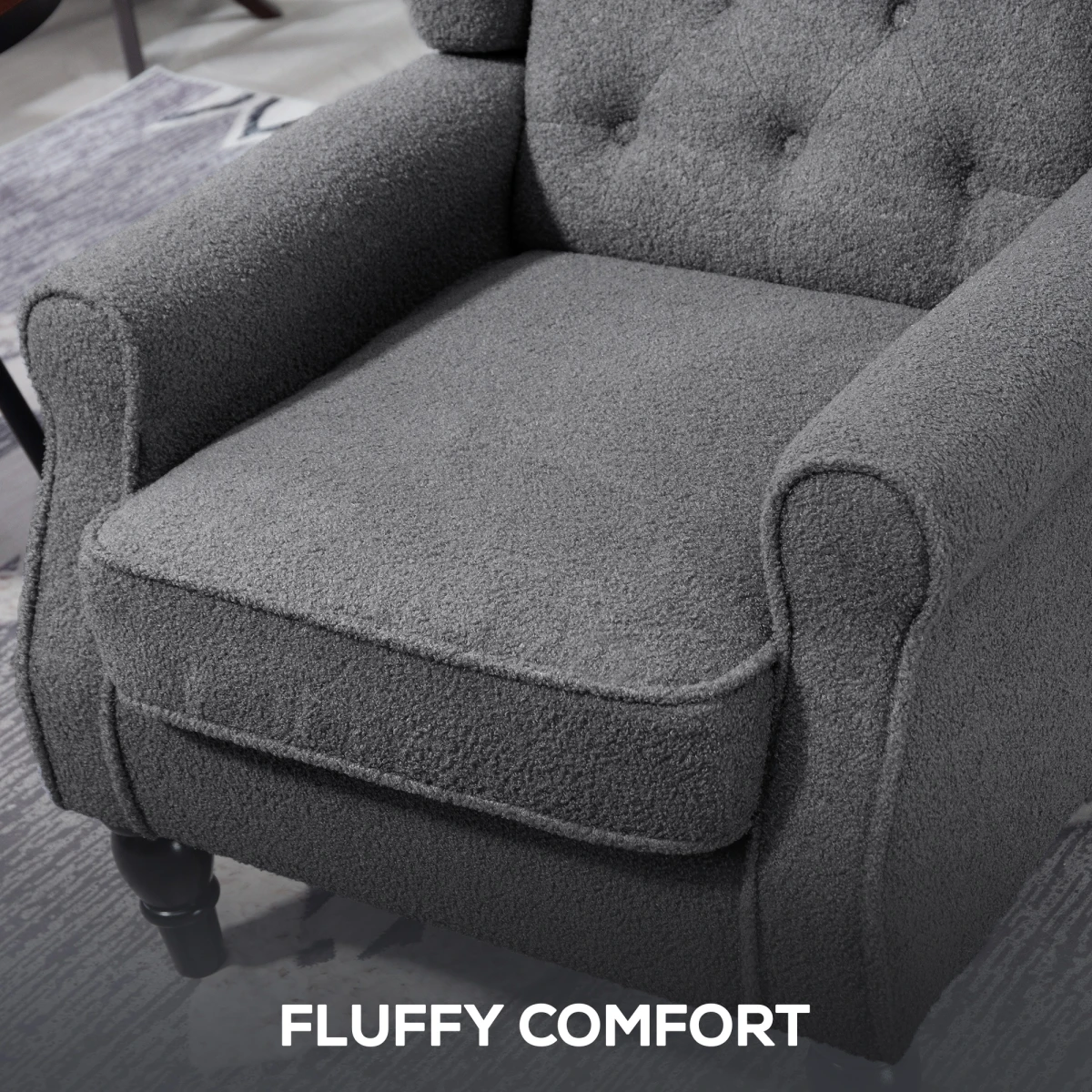 HOMCOM Wingback Accent Chair Tufted Retro Upholstery by HOMCOM