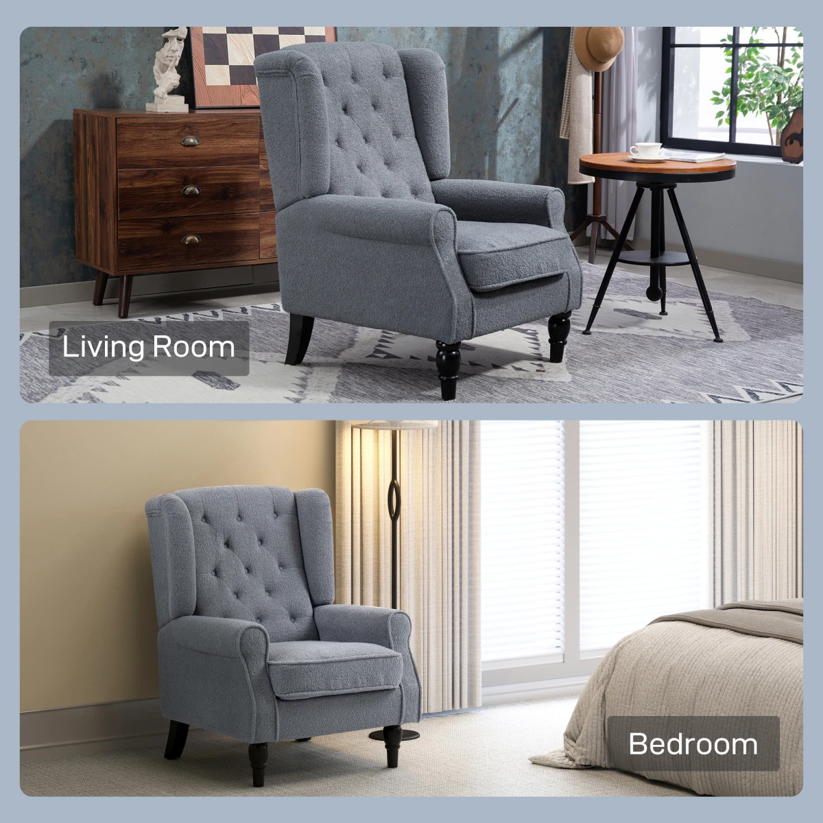 HOMCOM HOMCOM Wingback Accent Chair Tufted Retro Upholstery - Accent Chair
