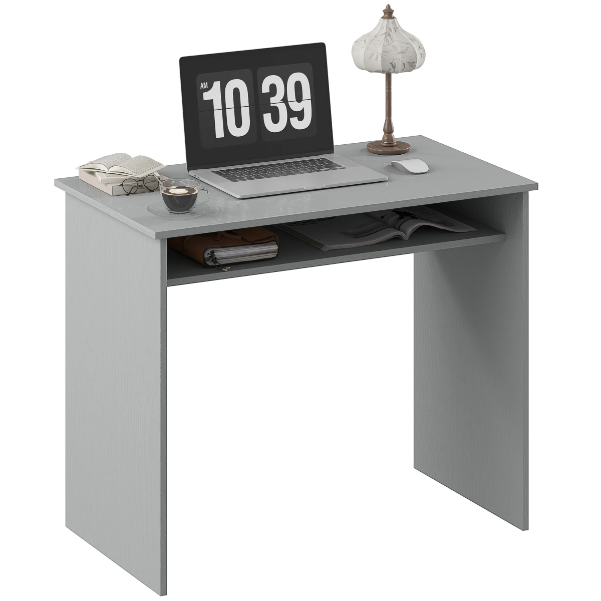HOMCOM Computer Desk With Under Desk Storage Shelf Rustic Wood Grain Study Table For Home Office by HOMCOM