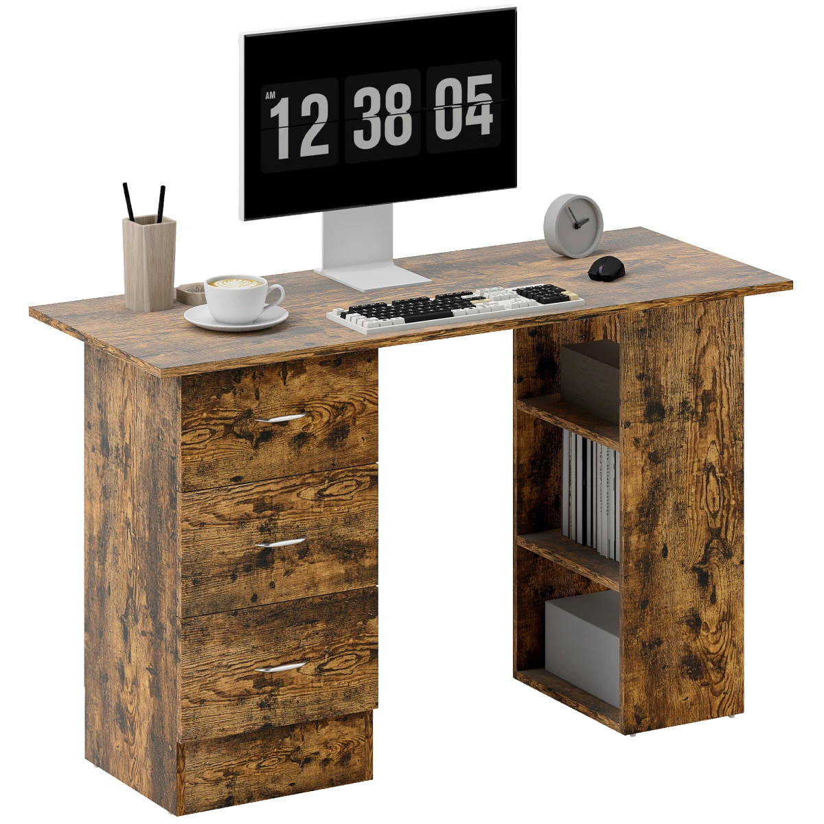 HOMCOM HOMCOM Computer Desk 120cm 3 Drawers Home Office - Desk