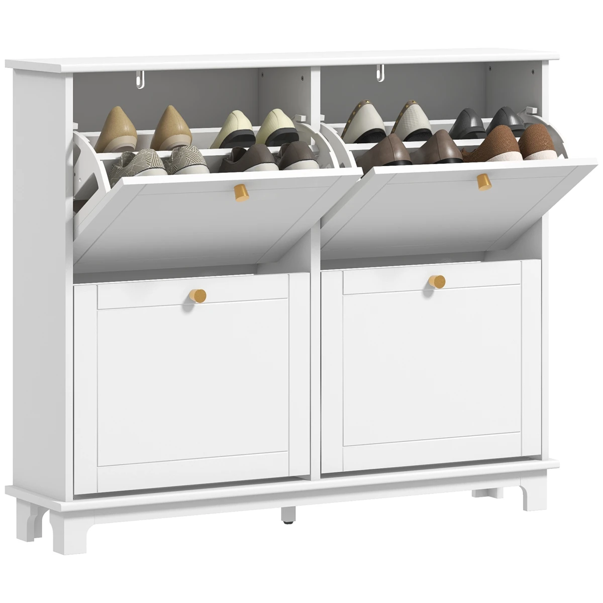 HOMCOM Narrow Shoe Cabinet With 4 Flip Drawers And Adjustable Shelves For Small Spaces by HOMCOM