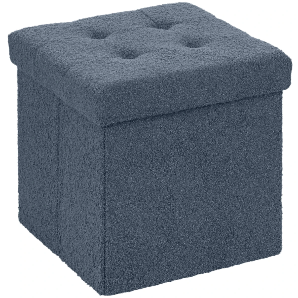 HOMCOM HOMCOM Foldable Velvet-Feel Storage Ottoman, 38 x 38 x 38 cm, Grey - Footstool