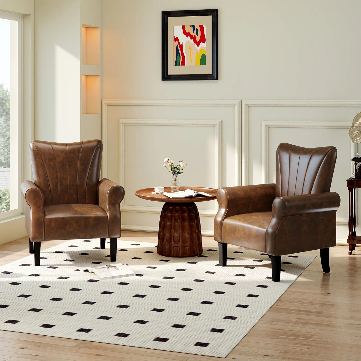 HOMCOM Upholstered Armchair 25cm Deep Wing Back Home by HOMCOM