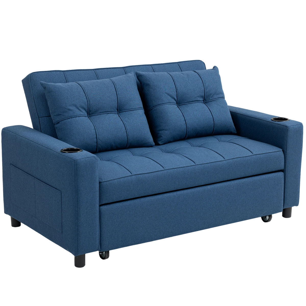 HOMCOM 2 Seater Sofa Bed With Pockets For Small Rooms - Sofa