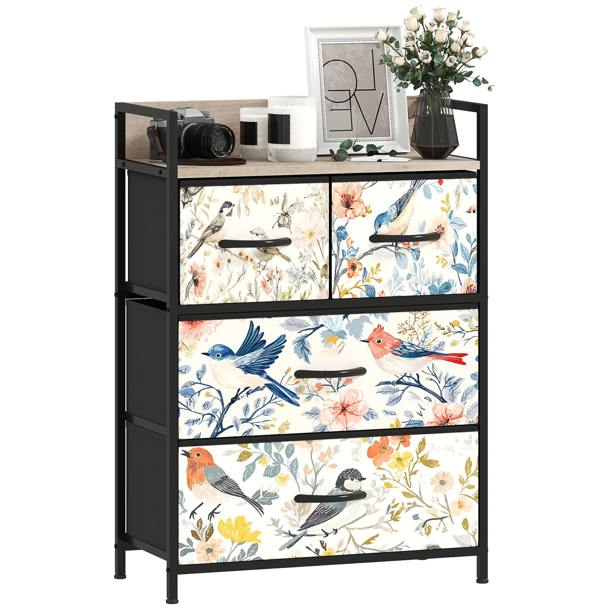 HOMCOM HOMCOM Fabric Dresser 8 Drawers Patterned Bedroom - Chest of Drawers