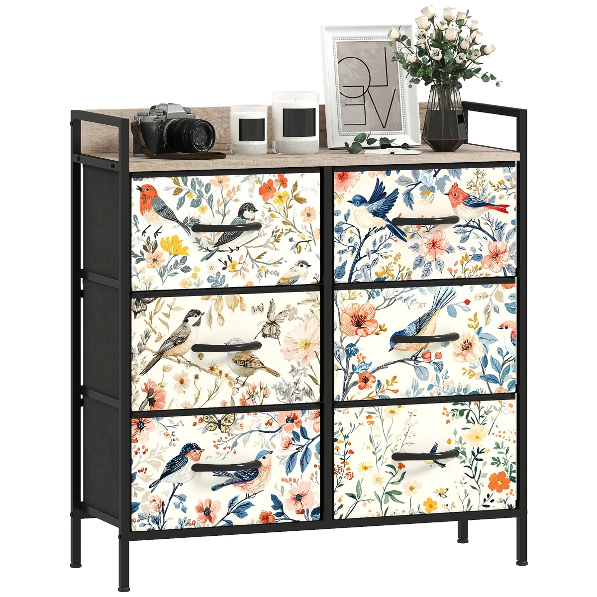 HOMCOM HOMCOM Fabric Dresser 8 Drawers Patterned Bedroom - Chest of Drawers