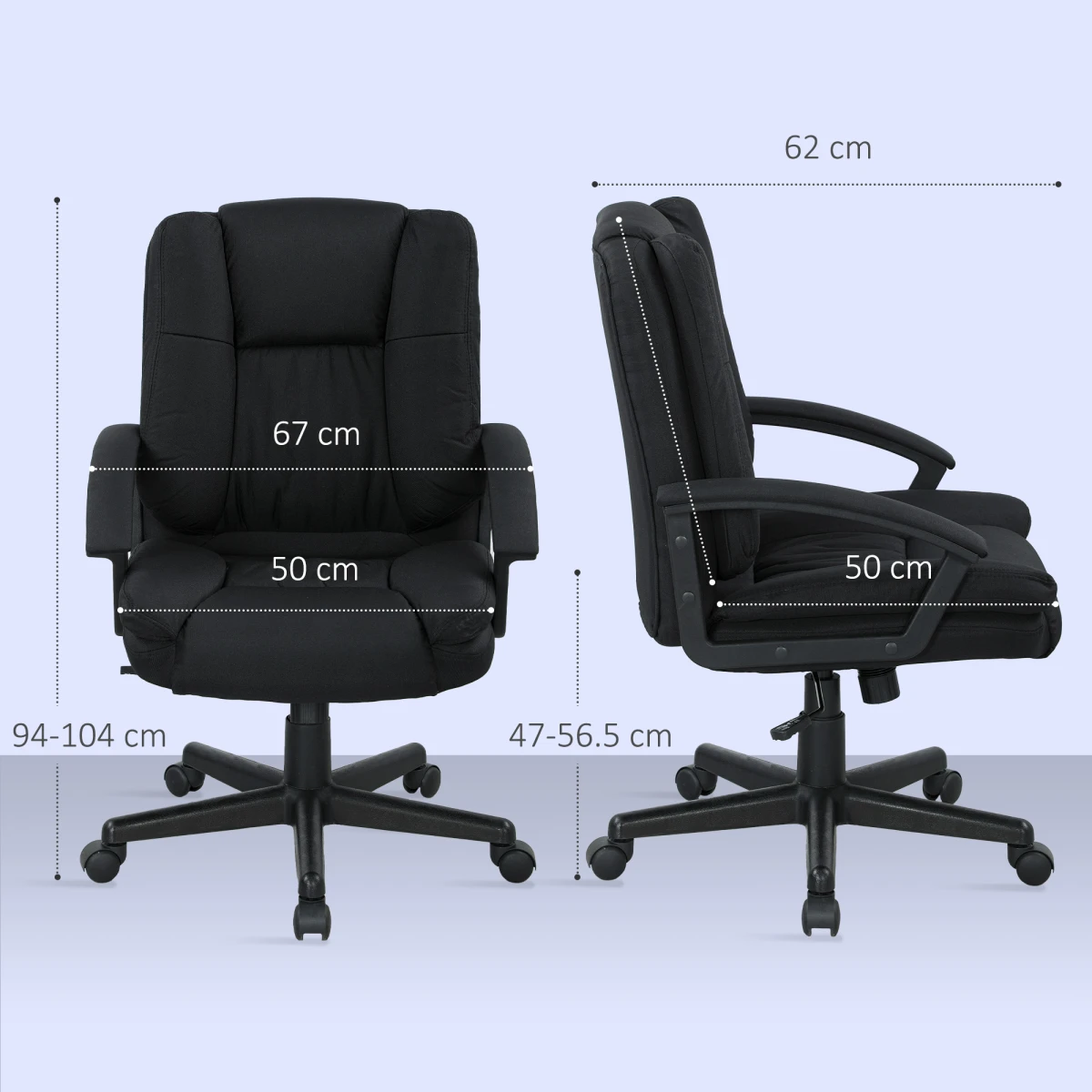 HOMCOM Swivel Office Chair 94-104 Cm Height Padded Armrests by HOMCOM