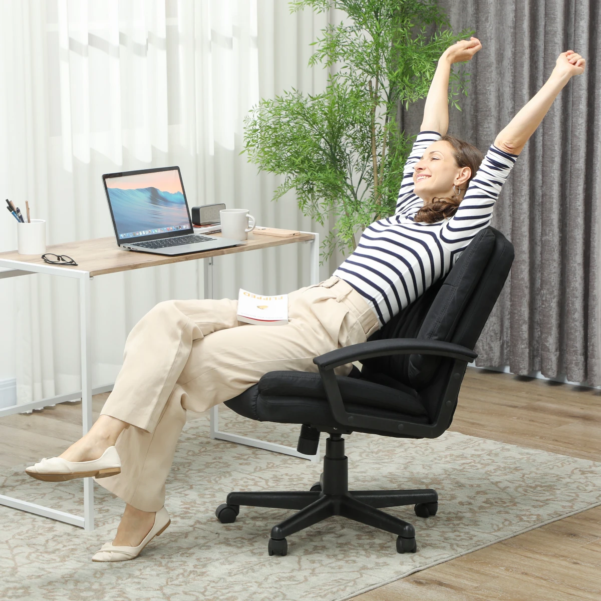 HOMCOM Swivel Office Chair 94-104 Cm Height Padded Armrests by HOMCOM