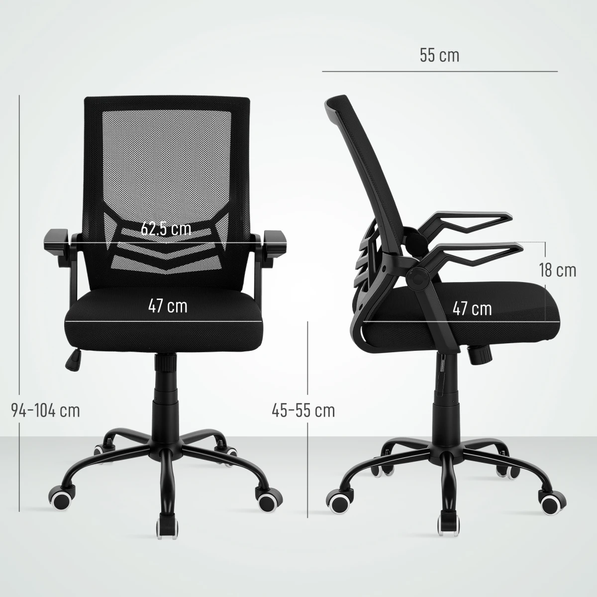 Vinsetto Mesh Swivel Office Chair Ergonomic Lumbar Support by Vinsetto