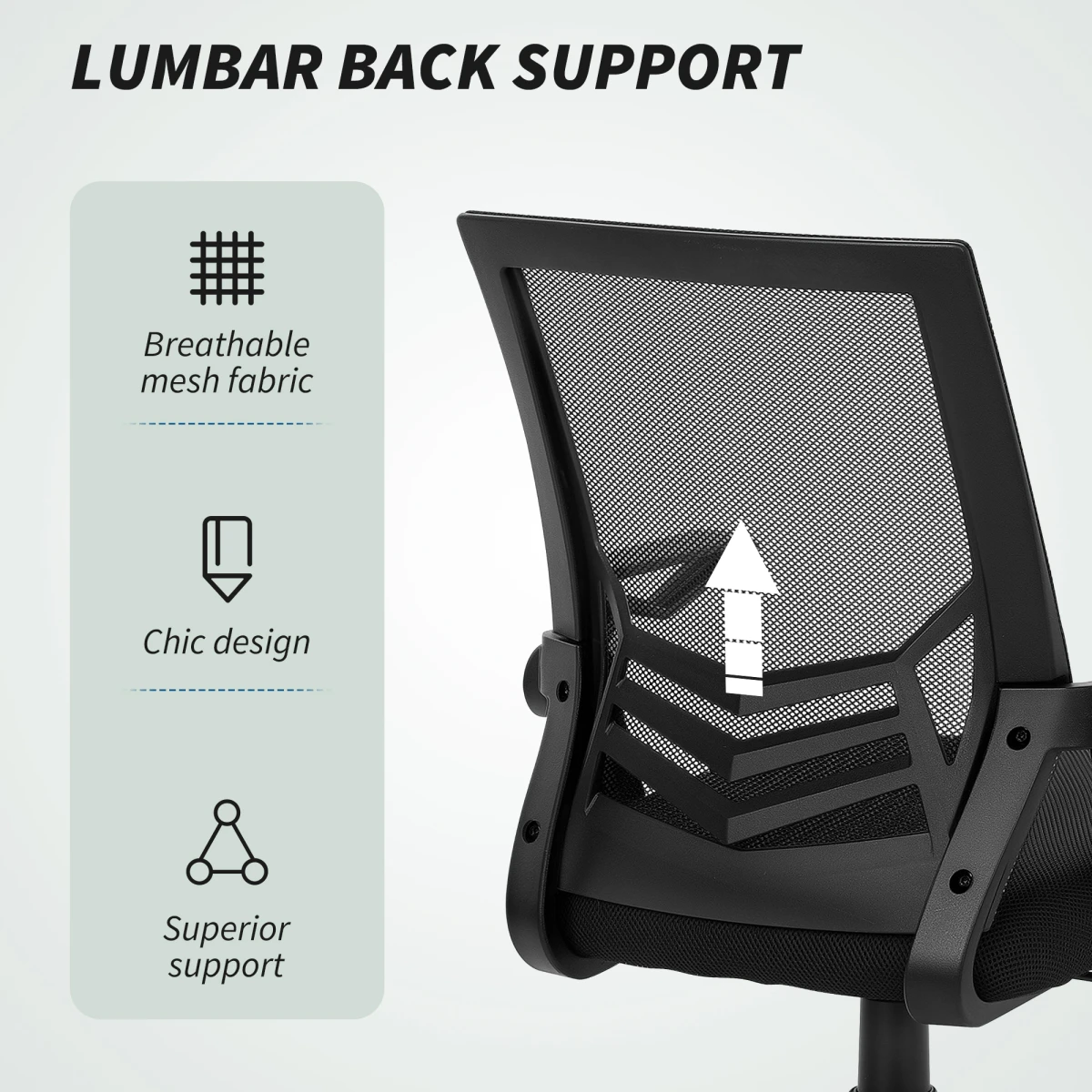 Vinsetto Mesh Swivel Office Chair Ergonomic Lumbar Support by Vinsetto